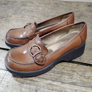 Lower East Side 6.5 Loafer Shoes Brown Y2K Chunky Buckle Vintage